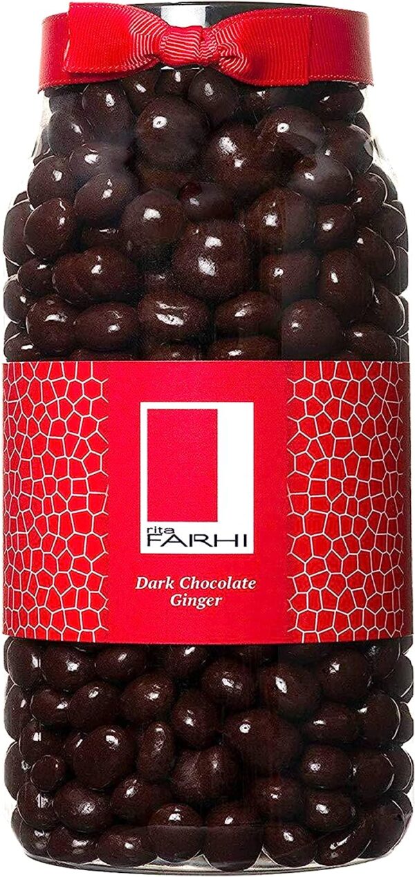 Rita Farhi Dark Chocolate Covered Ginger in a Gift Jar - Chocolate Gift - 850 g